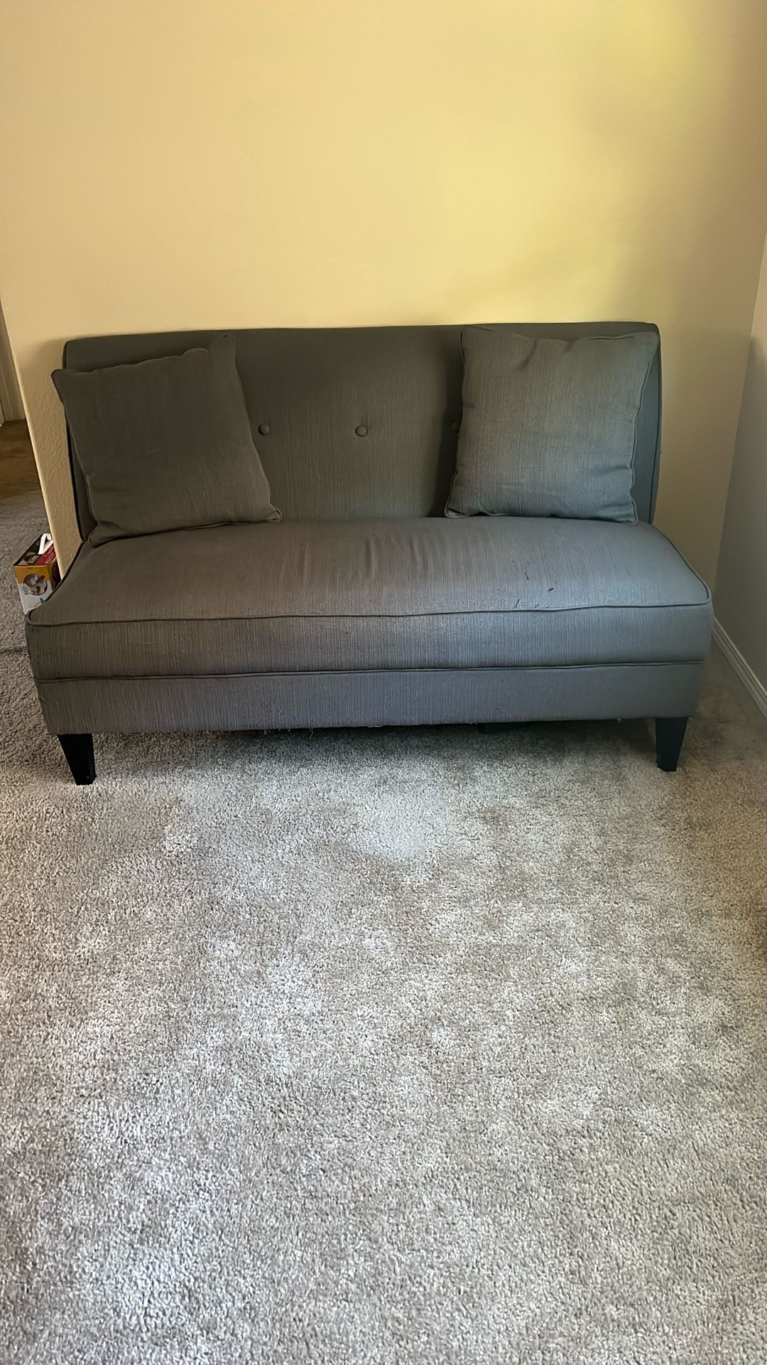 Sofa Grayish Moss Green In Great Condition A Few Snags But Could Be Cut Off