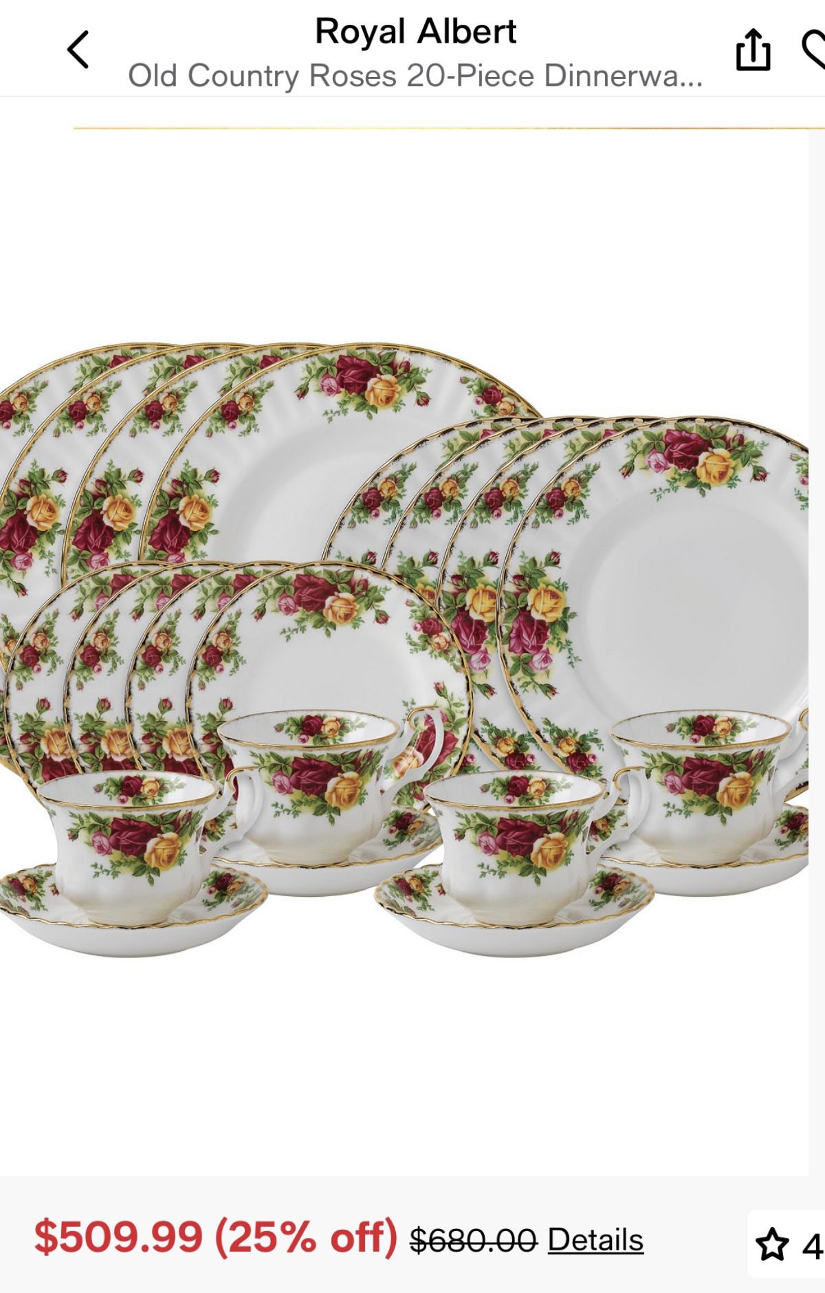 Royal Albert 20 pc Bone China Set