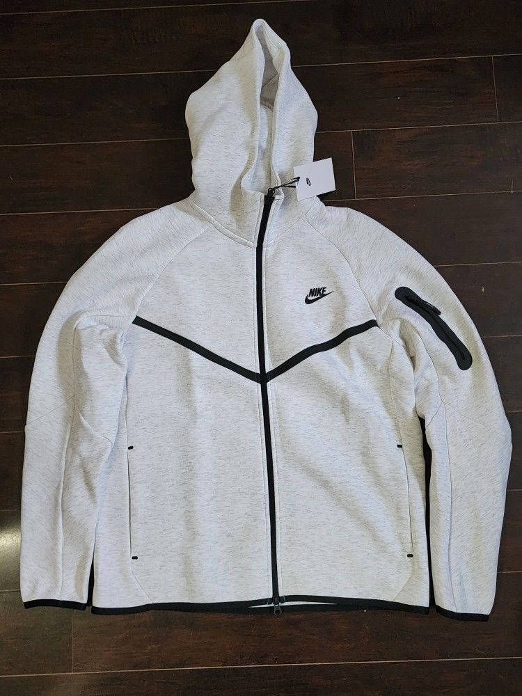 Nike Tech Fleece Zip Up Hoodie (Heather Grey) - Size Medium