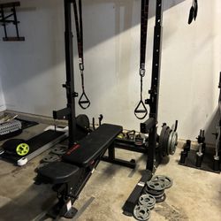 Squat Rack With Bench, Bars And Weights