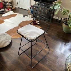Set Of 2 Black Geometric Bar Stools