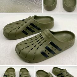 RARE ADIDAS ADILETTE CLOG GREEN SANDAL CLOGS SIZE 8 US
