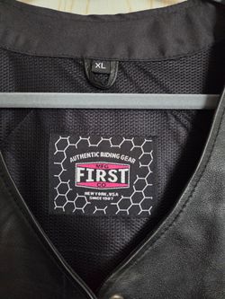 First MFG Co. Black Leather Riding Jacket XL