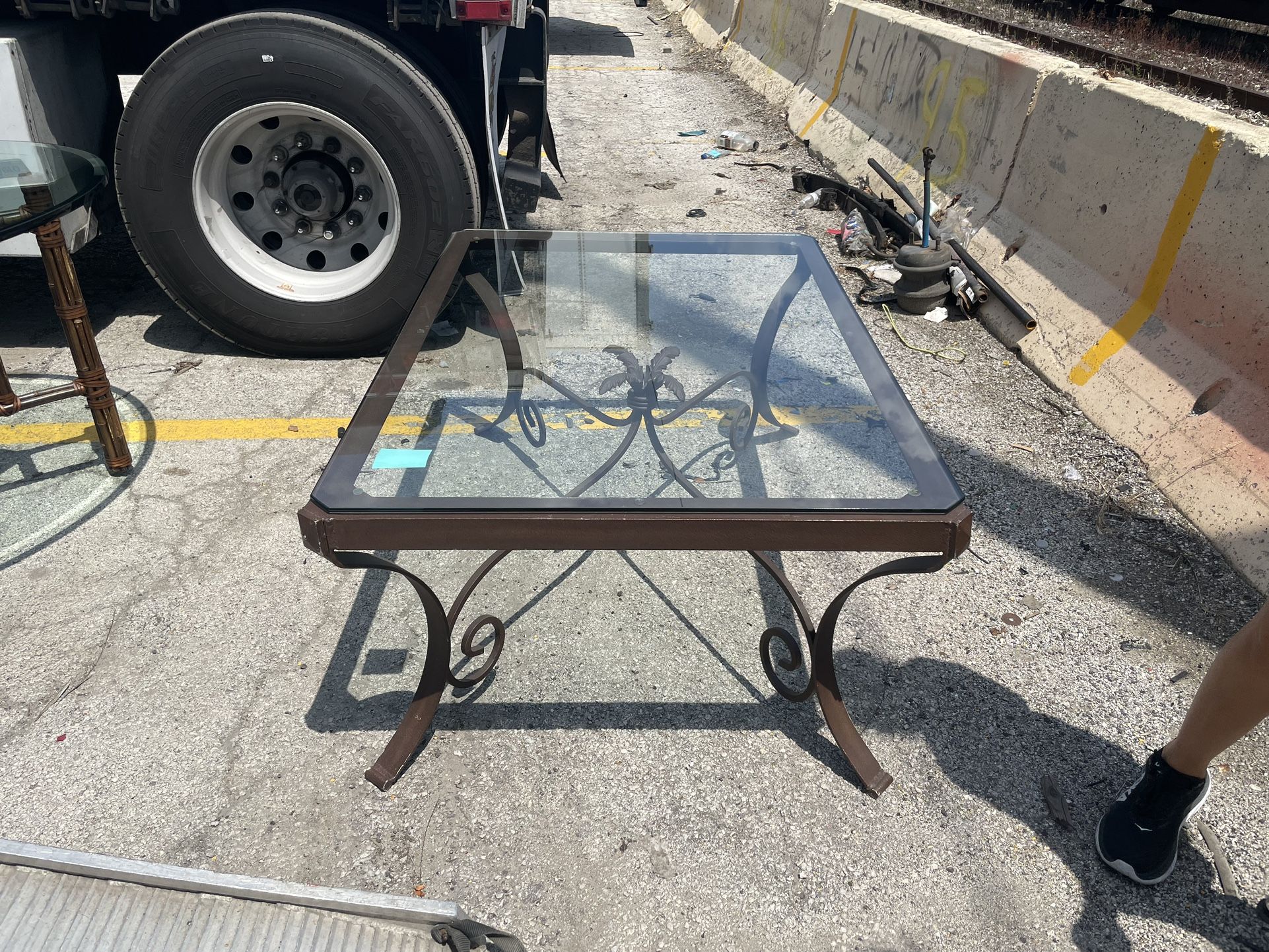 Cast Iron Coffee Table With Tempered Glass Top for Sale in Chicago, IL
