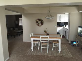 Country solid wood dining table with 4 chairs