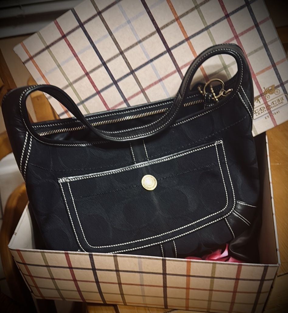 Coach black Ergo Signature legacy Hobo bag