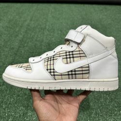 2006 Nike Dunk High Custom ID Size 11 US Men’s Used Vintage Plaid Burberry Pattern Sample Pair ? Pre Sb ? Rare Look