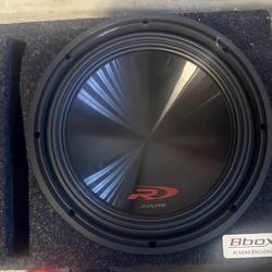 12 Inch Alpine R Subwoofer Box + 1200 Watt Amp & Wire Kit