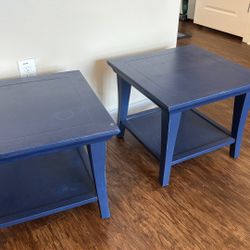 Two Blue End Tables 