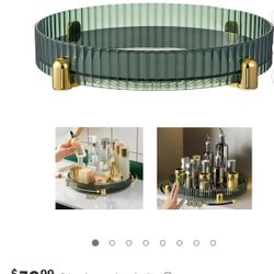 Makeup Perfume Organizer, 360 Degree Rotating Cosmetic Desk Storage Lotions Display Case,11Inch Turntable Spice Rack, Round Gift Tray with Large Capac