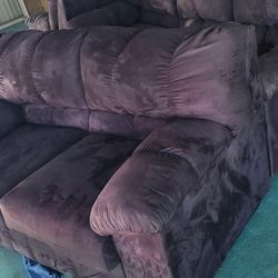 Couch, Love Seat & Recliner - Black Plush