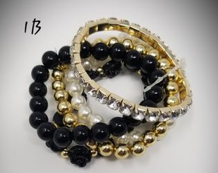 Green/Gold or Black/Gold Bracelet Set