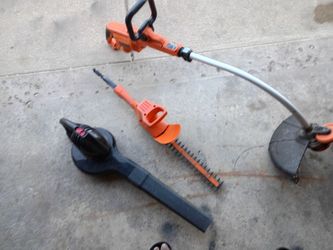 Black & Decker hedge trimmer and weed eater edger and off-brand blower