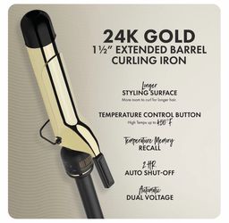 HOT TOOLS (2018 MODEL) Pro Artist 24K Gold Curling Iron | Long Lasting, Defined Curls (1 1/2 in)