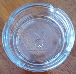 Retro Old Clear PLAYBOY Glass Round Ashtray 4" Diameter