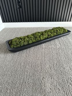 Handmade Moss Centerpiece in Black Wood Dough Bowl – Modern Natural Decor