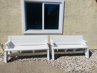 Outdoor convertible beaches into picnic tables. Set of 2