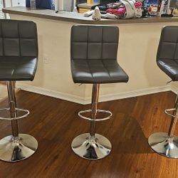 Gray Leather Barstools 