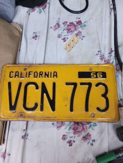 1956 CALIFORNIA LICENSE PLATE