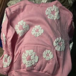 Pink Denim Tear Hoodie
