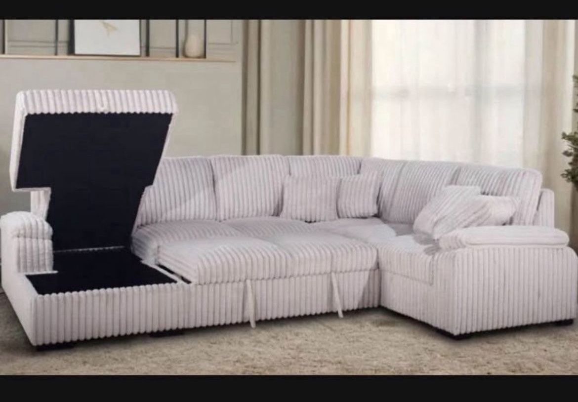 New! Super Comfy Large Sofa Sectional With Sleeper !!! + Storage !! 