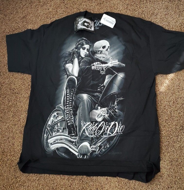 Brand New XL Black Ride or Die T-shirt By Rod