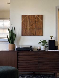 20”x20” Wood & Brass Geometric Wall Art | Modern Decor