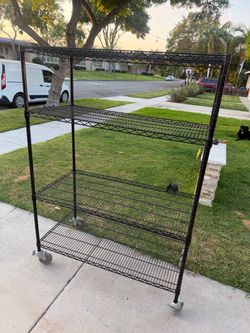Black Wire Shelving Unit on Wheels