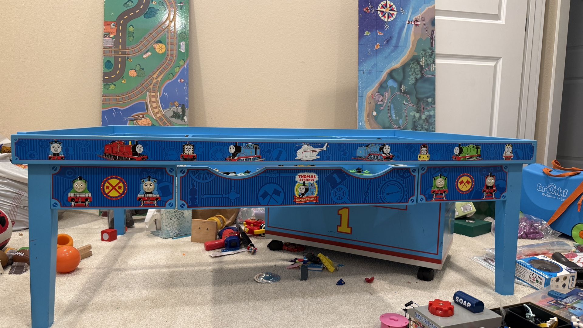 Thomas Train Wooden Table Set With Trains Tracks