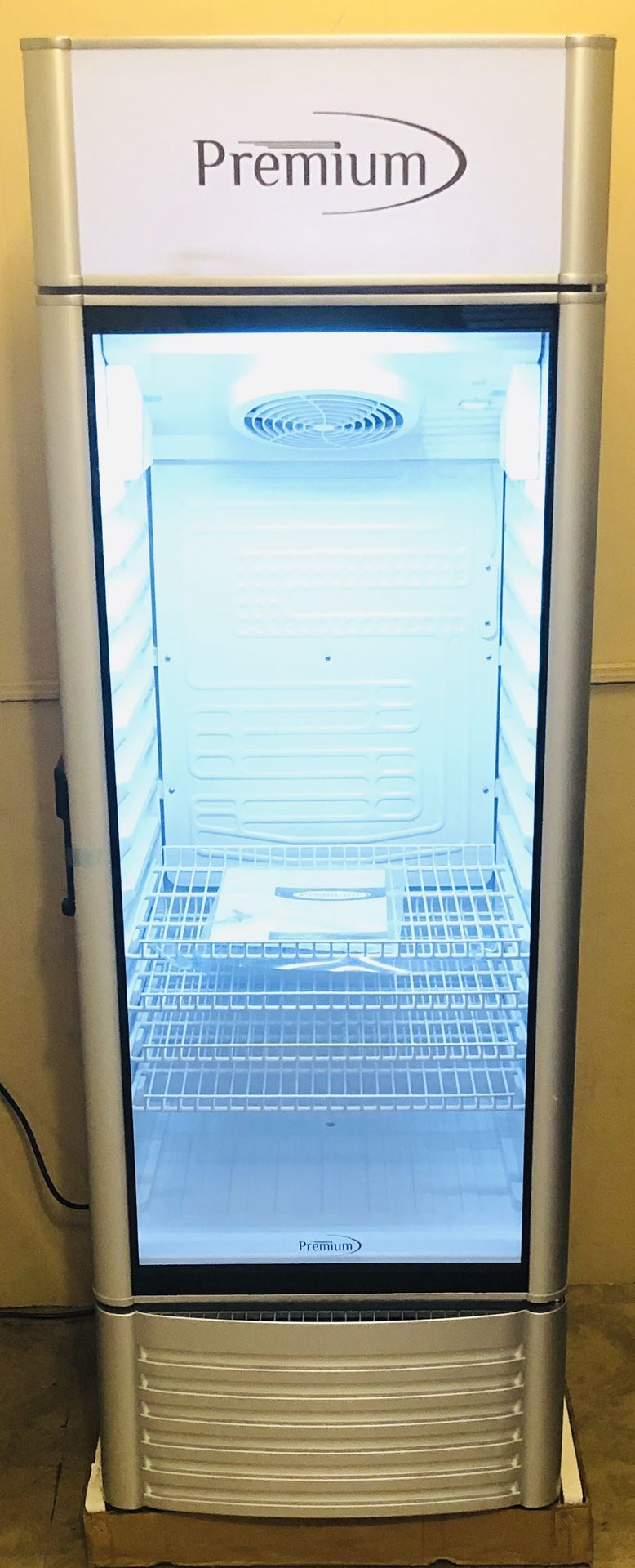 Premium PRF90DX 9.0 Cu Ft Single Door Commercial Refrigerator Merchandiser in Gray