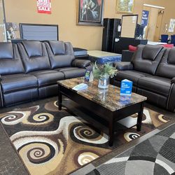 Dark Brown Leather Power Reclining Sofa Set