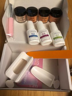 Lofuanna Dip Powder Nail Kit Starter-4 Colors Dipping Powder with Base&Top Coat&Activator No UV/LED Needed All-in-One DIY French Nail Art Manicure Set