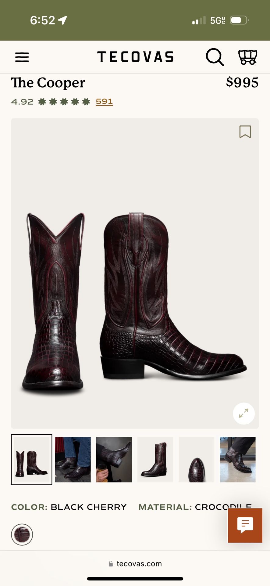 Tecovas Boots Nile Crocodile Size 10