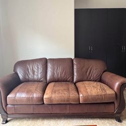 Vintage 100% Leather 3 seats Sofa