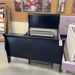 Black Wood Full Size Bed Frame (in Store) 