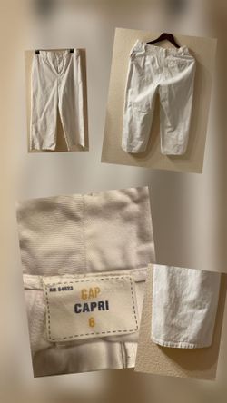 Gap Capri Women's White Wide Leg Cropped Pants, Size 6