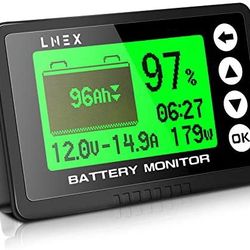 LNEX Portable Battery Monitor With Shunt, 500 A Automotive Car Battery Monitor For RV Battery 10 Volt - 120 Volt