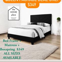 Brand New Queen Bed Frame With Mattress & Box Spring For Only $349! Ready For Delivery Today 🚨 