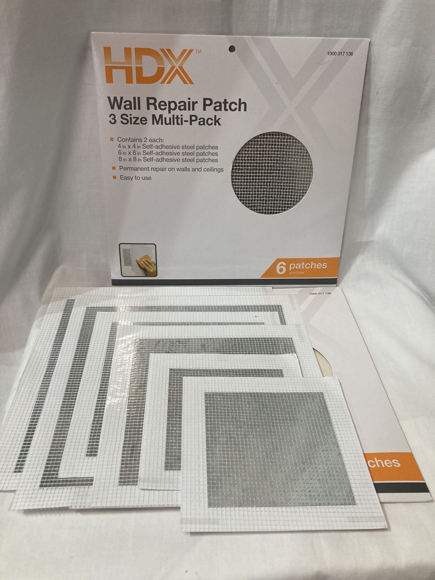 New HDX WALL REPAIR SELF-ADHESIVE PATCH 3 SIZE MULTI-PACK (6 Piece Pack)