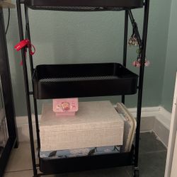 3 Tier Black Rolling Cart