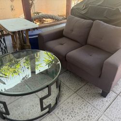 Small Couch And Glass Table 