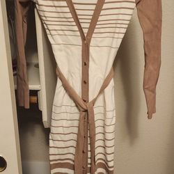 Tan/Ivory Maxi Sweater Dress
