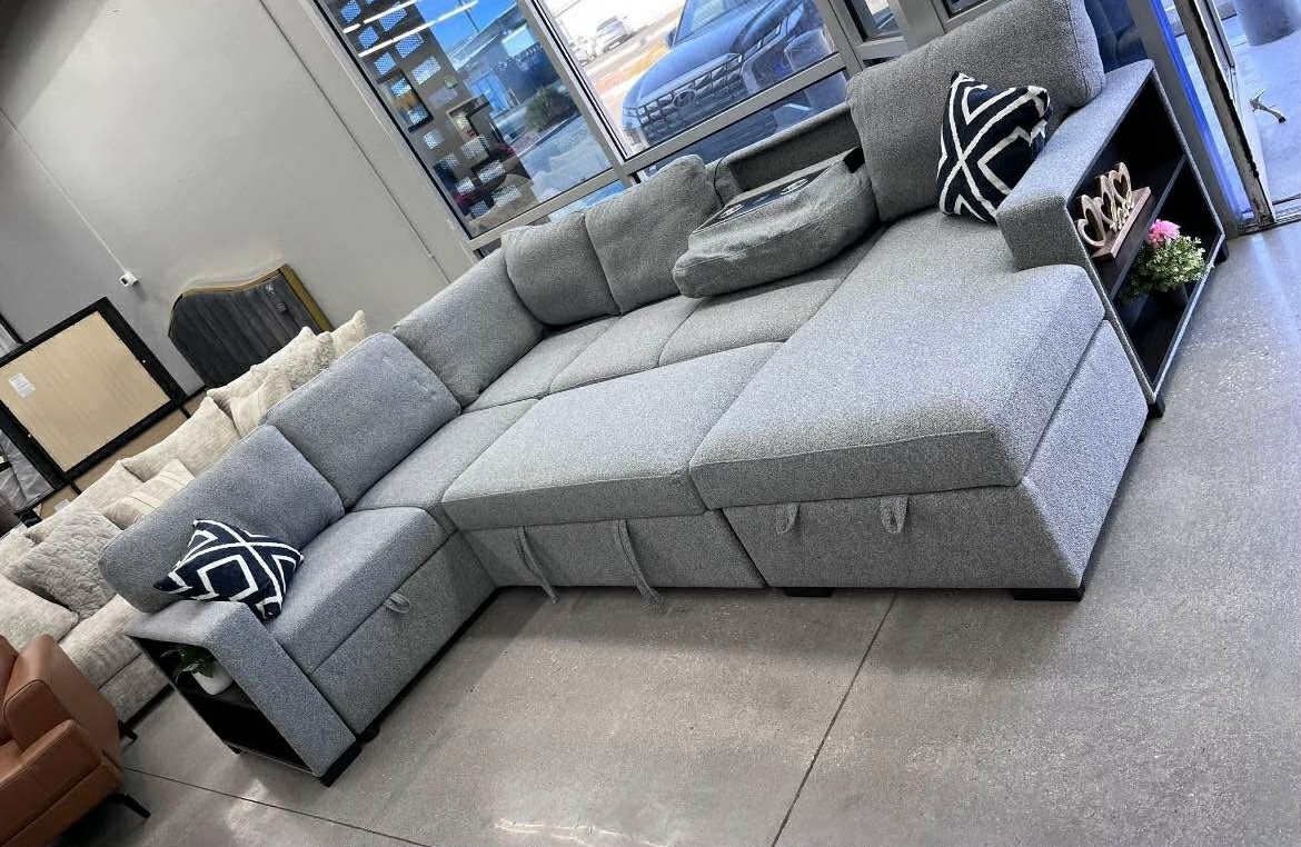 New 92x119x60 Sleeper Sectional Couch With Storage / Free Delivery