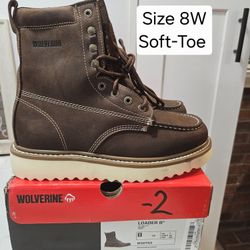 Wolverine Soft Toe Work Boots Size 8W