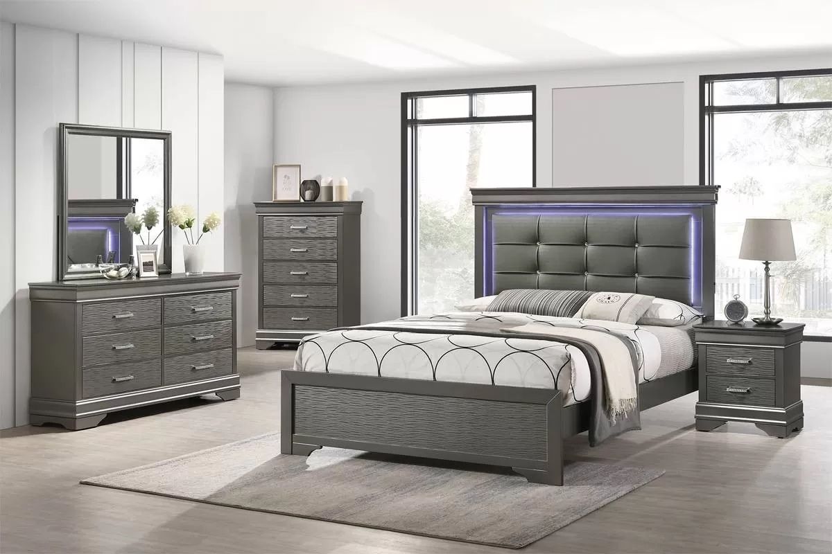 Brand New Elegant Led Queen Size Bedroom Set