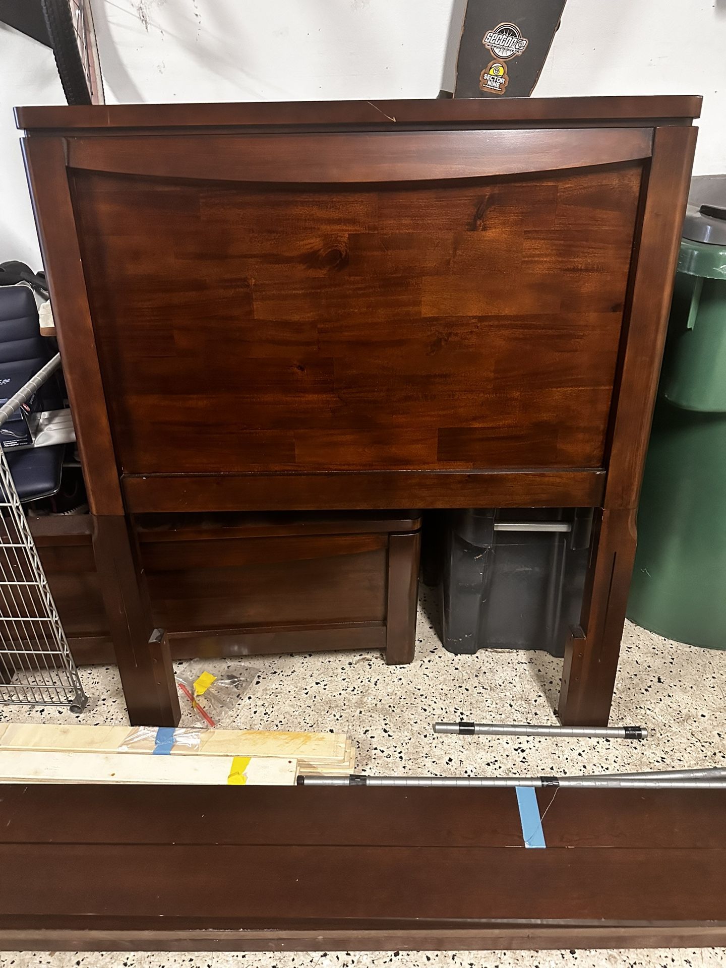 Solid Wood Twin Bed Frame With Thin Box Spring