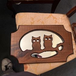 Vintage Wooden Owl Mirror