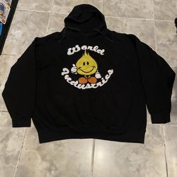 Vintage World Industries Flameboy Hoodie SZ XL Black Skate 90s Y2K