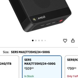 Beelink SER5 MAX Mini PC W11 Pro, AMD Ryzen 7 7735HS(8C/16T up to 4.75GHz), 24GB LPDDR5 500G NVME SSD Radeon 680M 12 core 2.5Gbps LAN/WiFi 6/BT5.2/Tri