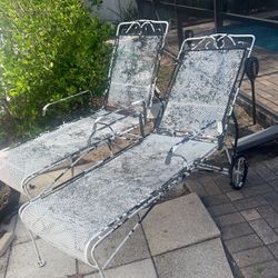 2 Vintage Lounge Chair Wrought Iron 